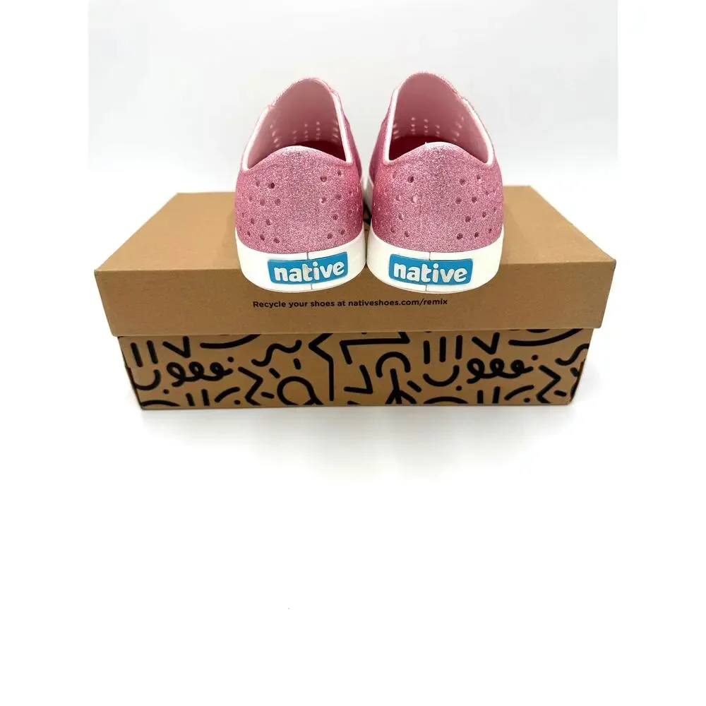 NEW! Native Jefferson Bling Child Shoes - Milk Pink Bling/Shell White - J6